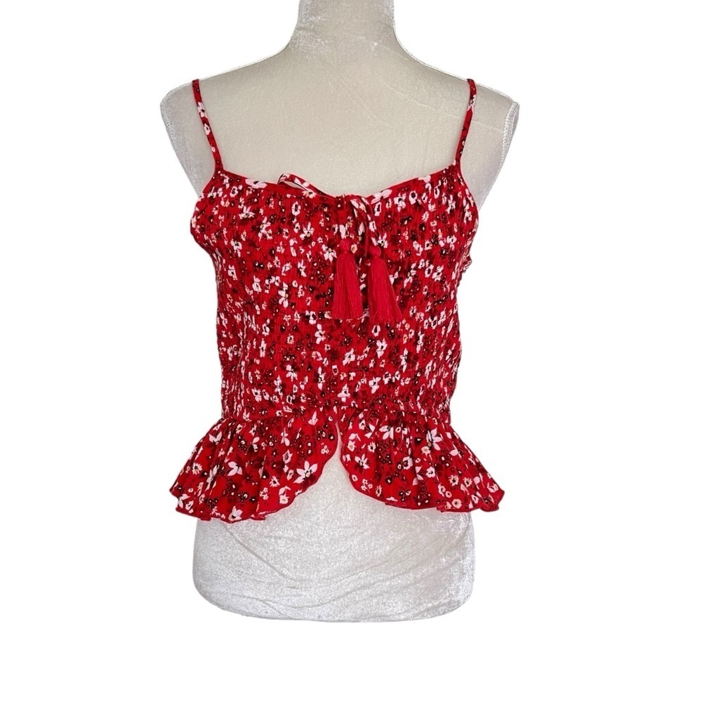 BOG Collective Smocked Ditsy Floral Print Crop Top Women’s Size L Prairie
